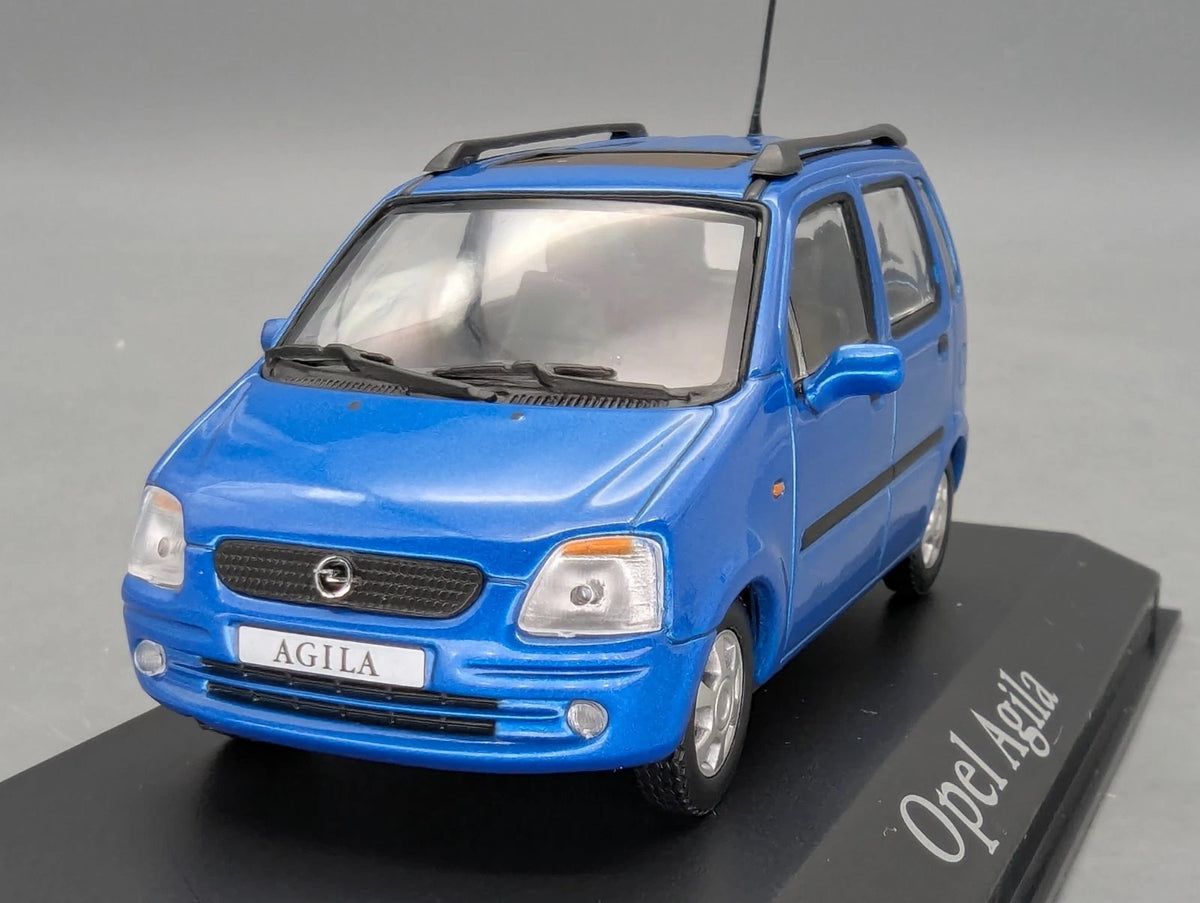 Modellautos 1:43 Minichamps Opel Agila Blau Metallic mit Dealer OVP