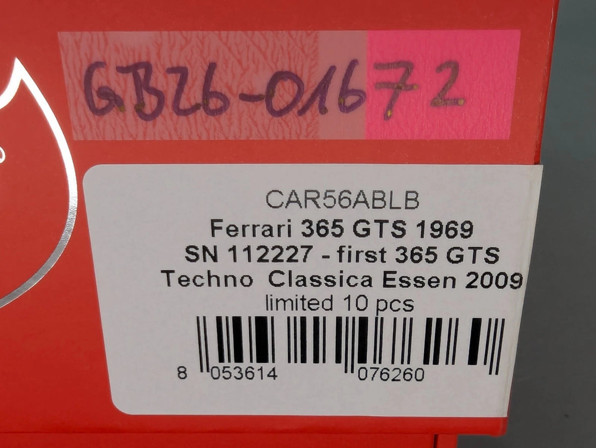 Modellautos 1:43 BBR Ferrari 365 GTS 1969 S/N 112227 First 365 GTS Ltd 08/10 OVP