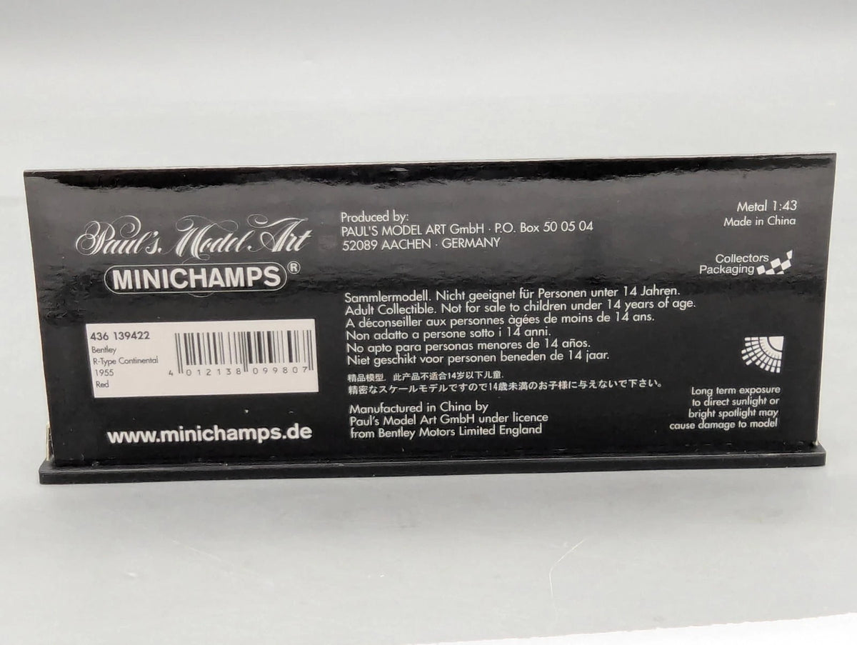 Modellautos 1:43 Minichamps Bentley R-Type Continental 1955 Rot mit OVP