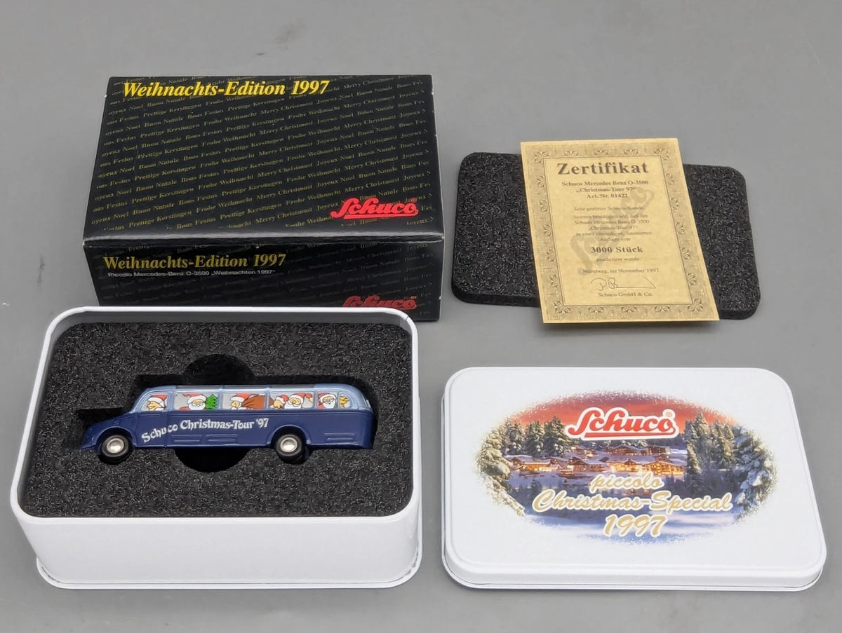 Modellautos 1:90 Schuco Piccolo Christmas Tour Weihnachten 1997 MB Bus in OVP