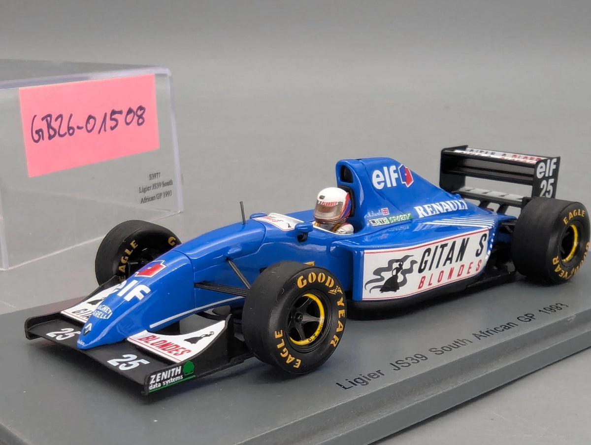 Modellautos 1:43 Spark S3977 Ligier JS39 South African GP 1993 #25 Vitrine