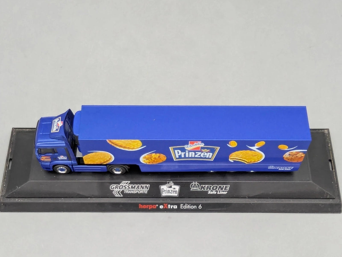 Lkw Modell 1:87 Herpa Extra Edition 6 MAN Krone De Beukelaer Prinzen mit Vitrine