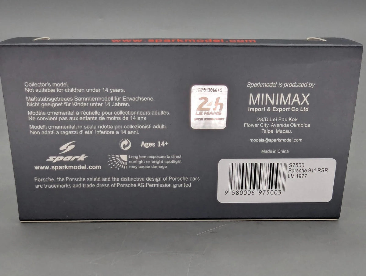 Modellautos 1:43 Spark S7500 Porsche 911 RSR 24h Le Mans 1977 #47 OVP