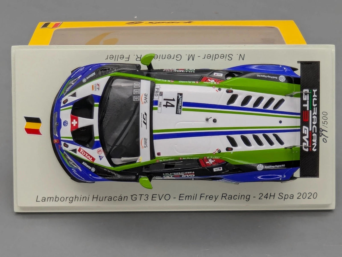 Modellautos 1:43 Spark SB382 Lamborghini Huracan GT3 EVO 24h Spa 2020 #14 OVP