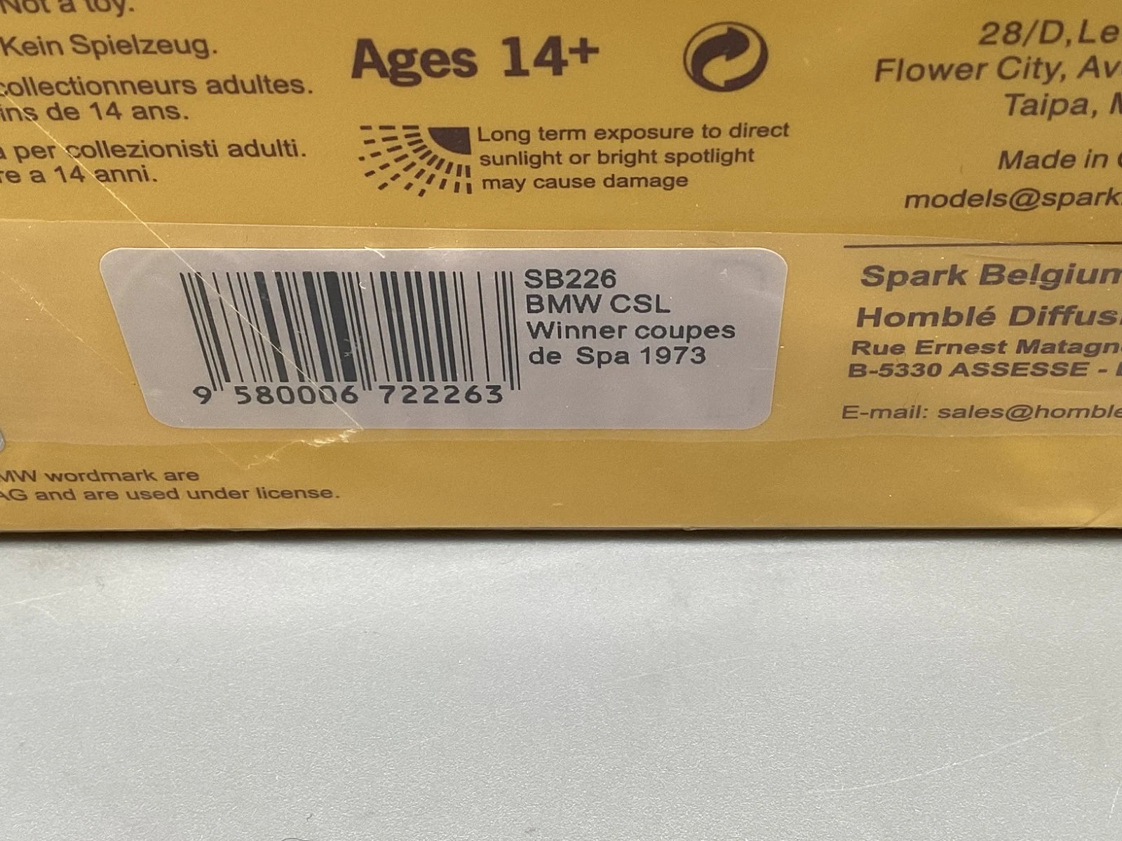 Modellautos 1:43 Spark BMW CSL Coupes De Spa 1973 mit OVP ungeöffnet
