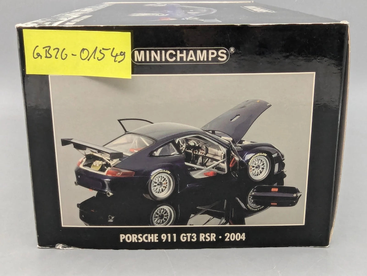 Modellautos 1:18 Minichamps Porsche 911 GT3 RSR 2004 Blau mit OVP