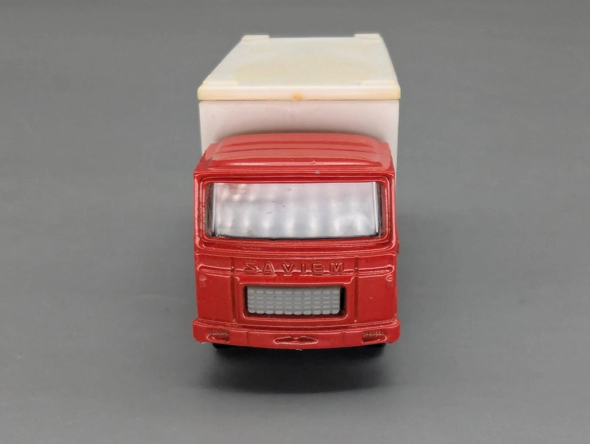 Modellautos 1:100 Majorette 214 Saviem Container + Original Majorette Vitrine