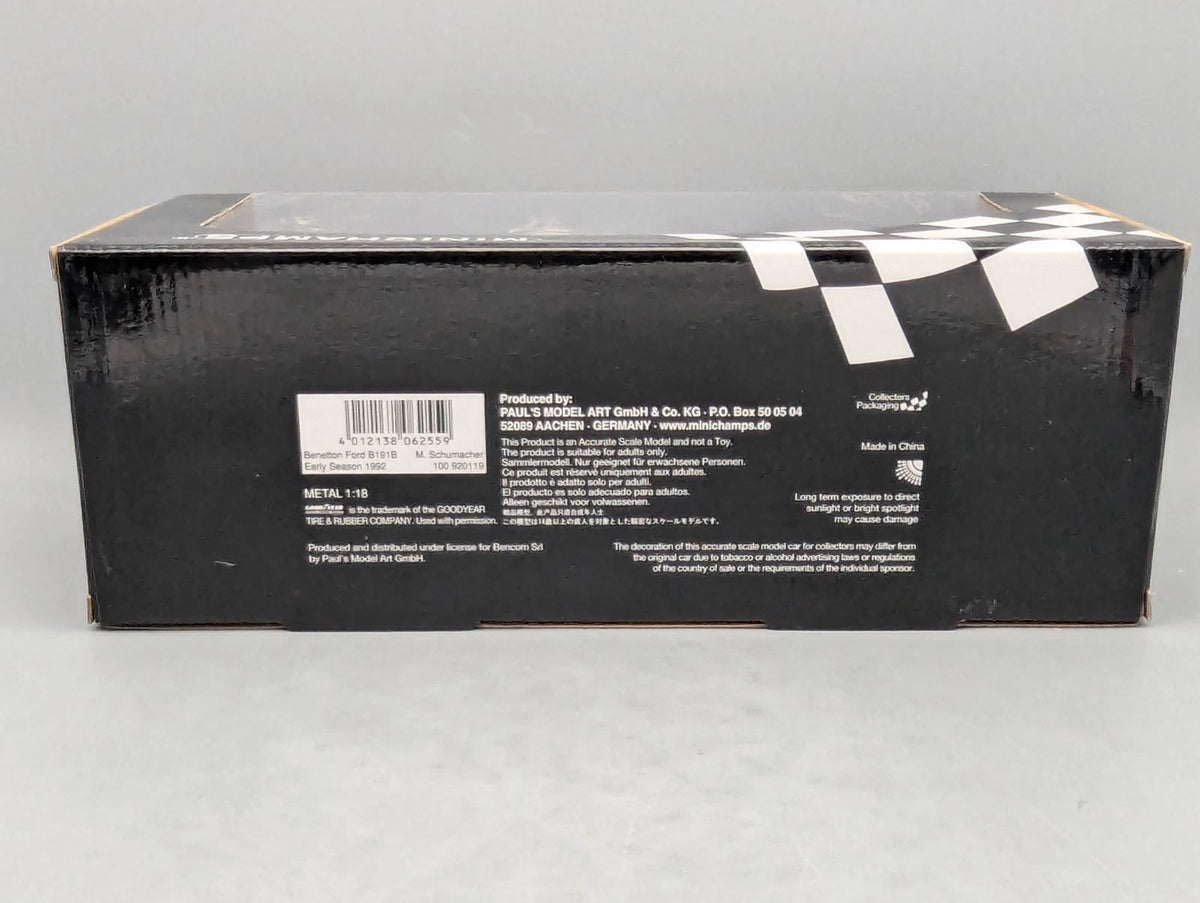 Modellautos 1:18 Minichamps Benetton Ford B191B Early 1992 #19 M. Schumacher OVP