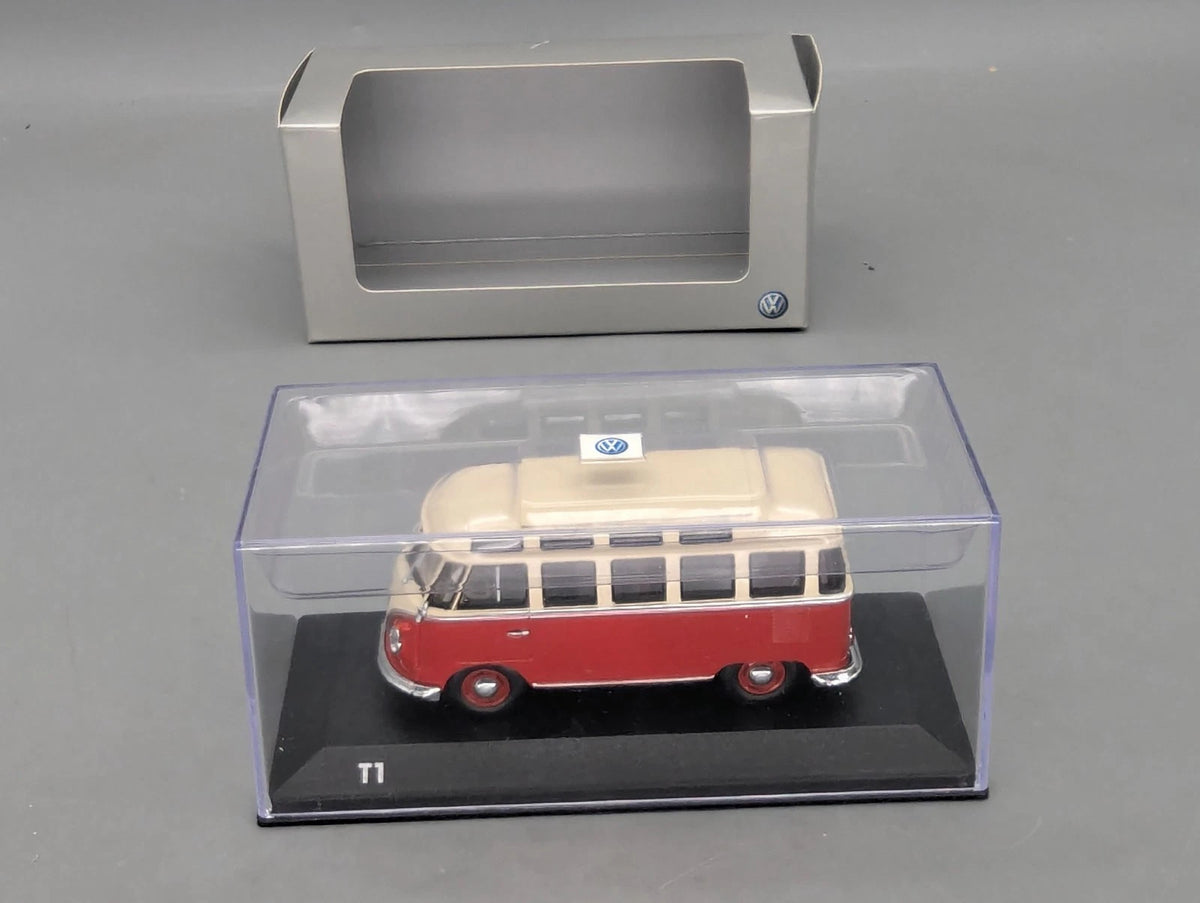 Modellautos 1:43 Minichamps Volkswagen VW Classic Bus T1 Rot Weiß mit Dealer OVP