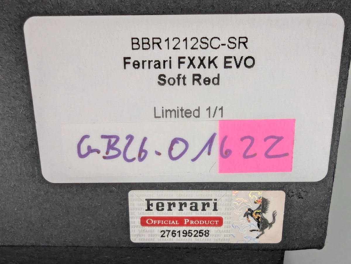 Modellautos 1:12 BBR Ferrari FXX-K EVO Soft Red Unikat Ltd 01/01 mit Vitrine OVP