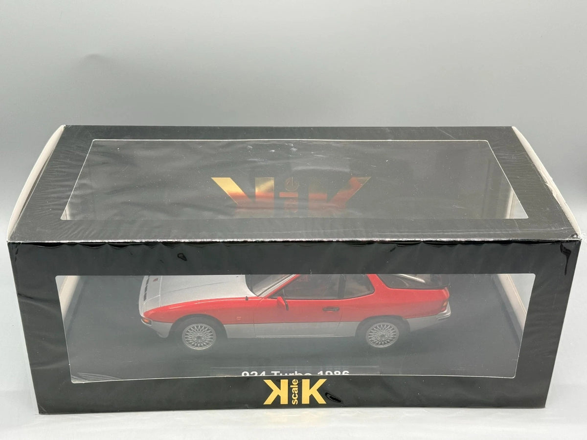 Modellautos 1:18 KK-Scale Porsche 924 Turbo 1986 Silber Rot mit OVP