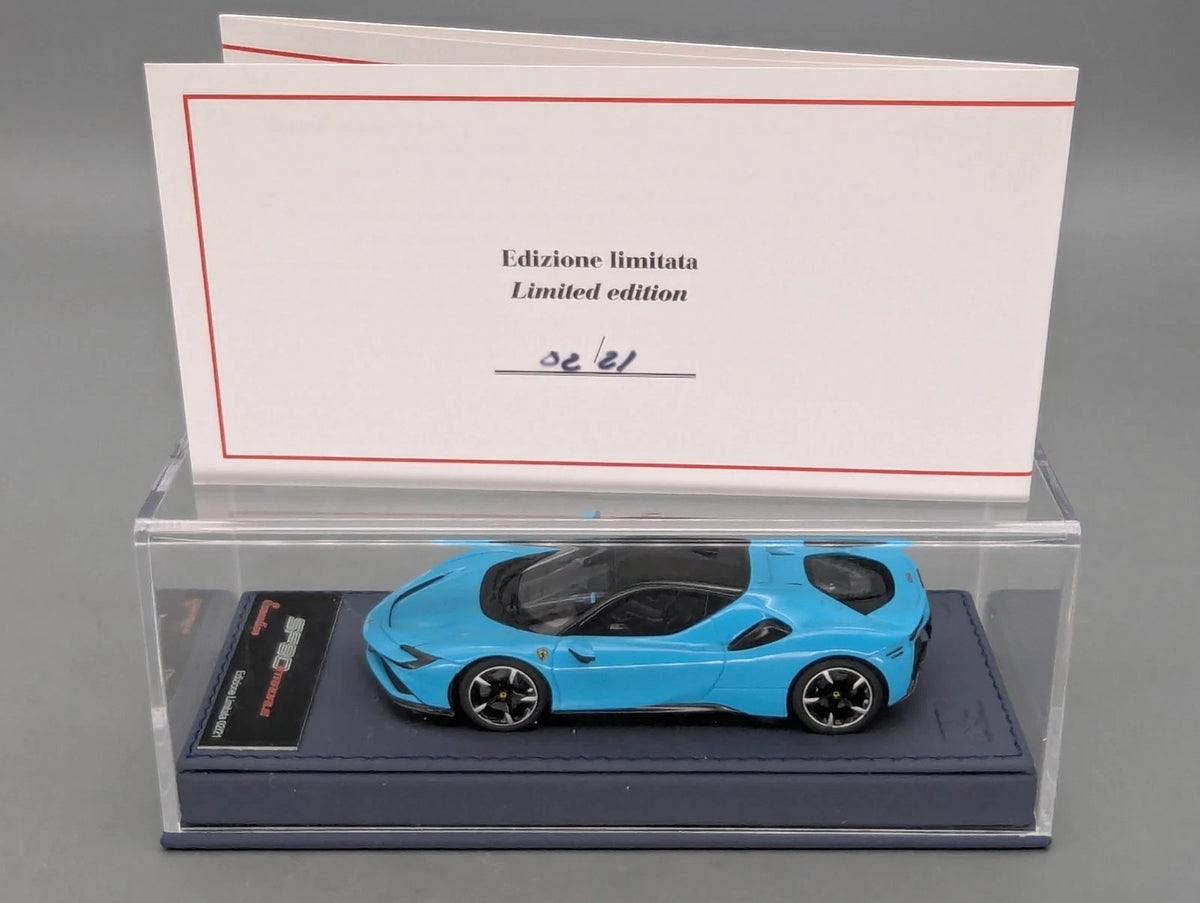 Modellautos 1:43 BBR Executive Calsito Ferrari SF90 Stradale Blue Ltd 02/21 OVP