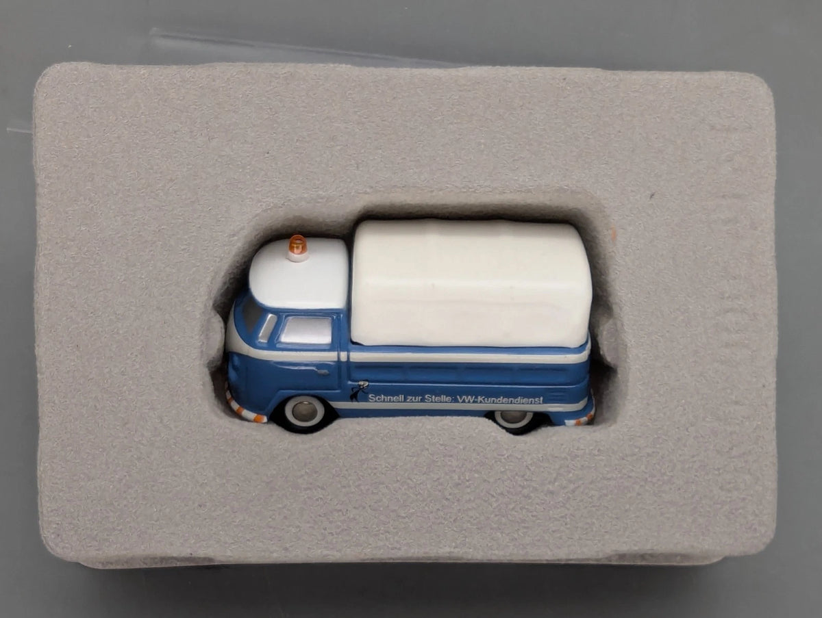 Modellautos 1:90 Schuco Piccolo VW T1 Pritsche / Plane VW-Kundendienst in OVP