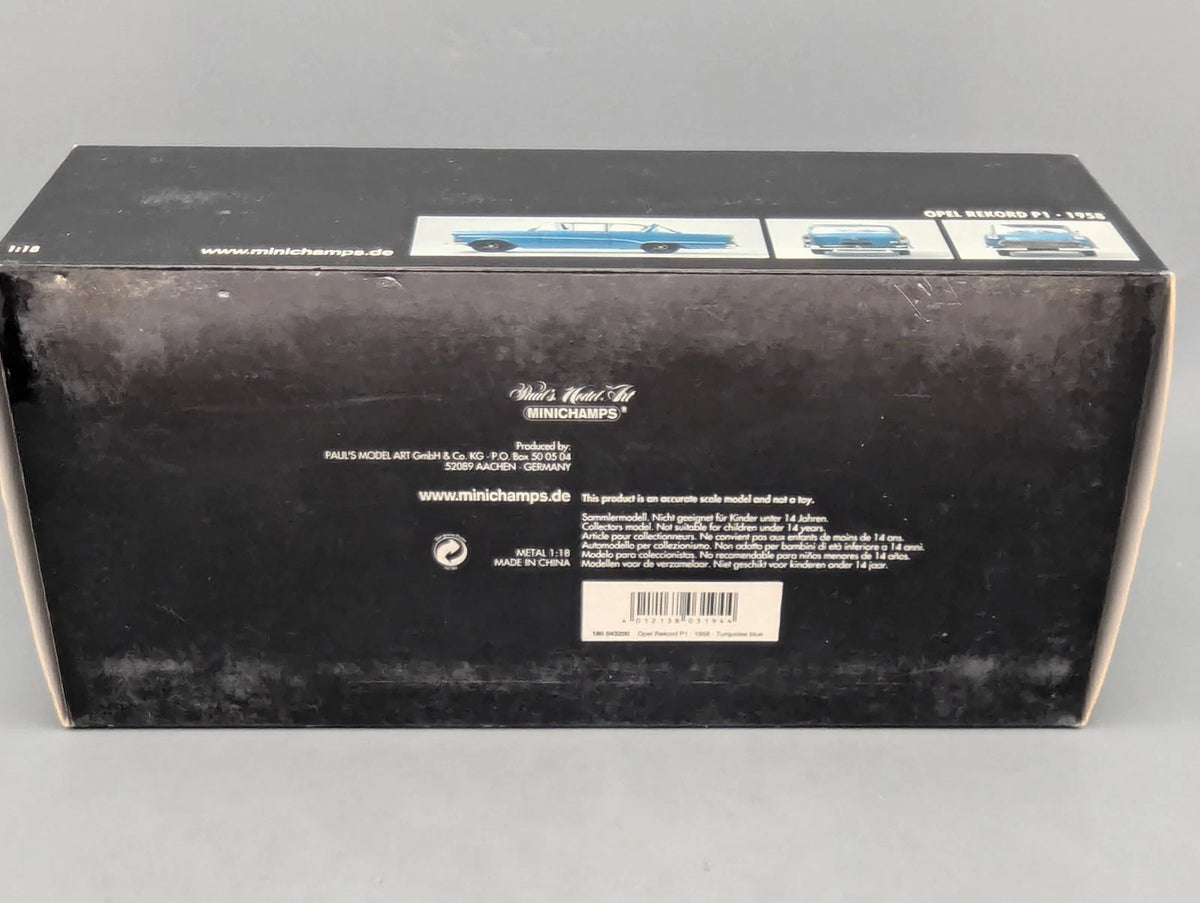 Modellautos 1:18 Minichamps Opel Rekord P1 1958 Türkisblau mit OVP