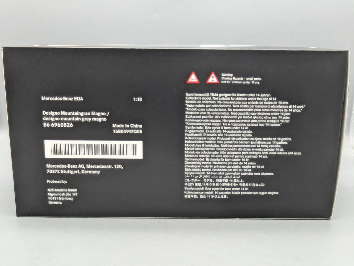 Modellautos 1:18 NZG Mercedes Benz EQA Designo Mountain Grau Magno Dealer OVP