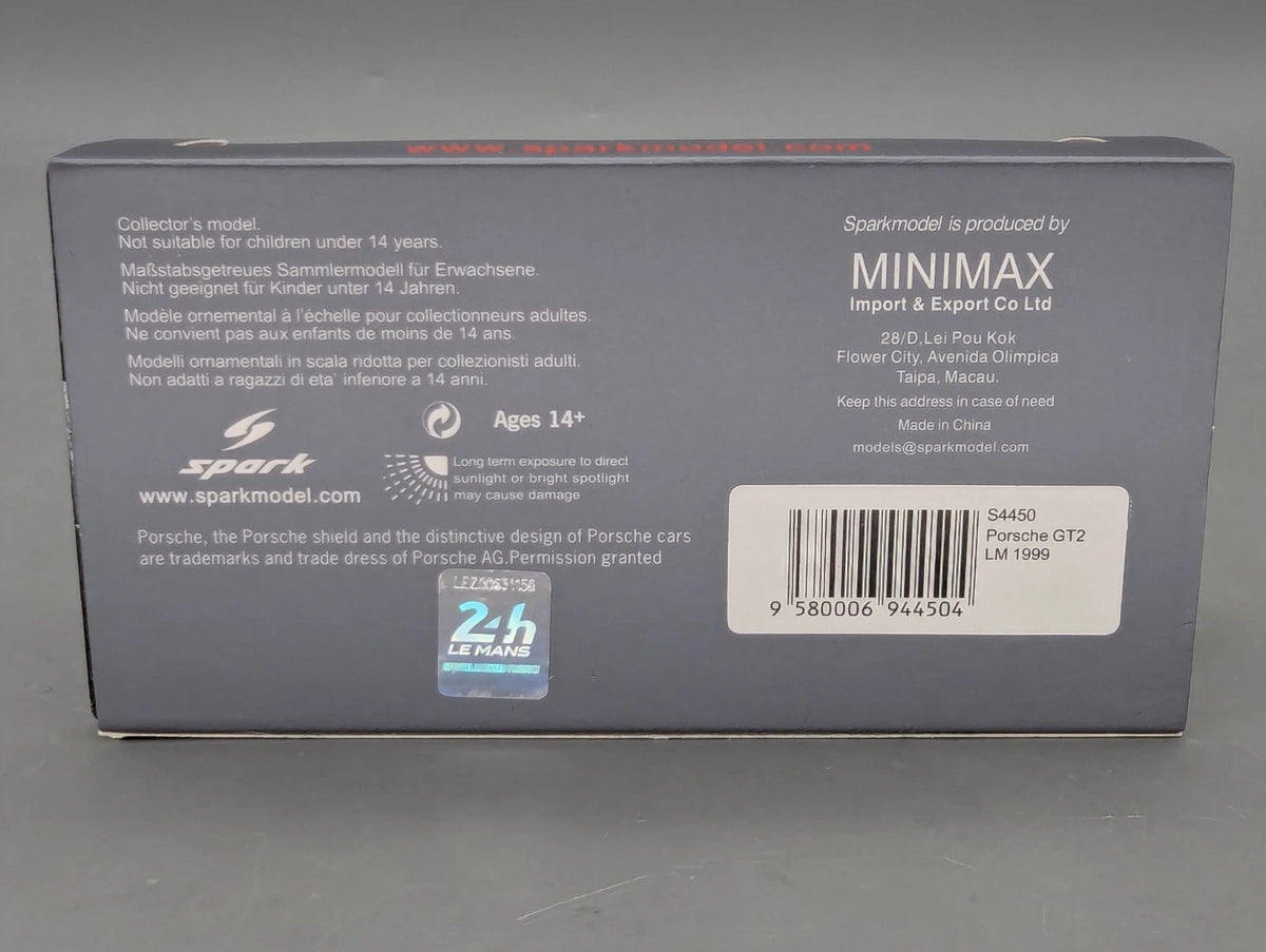 Modellautos 1:43 Spark S4450 Porsche 911 GT2 24h Le Mans 1999 #67 OVP