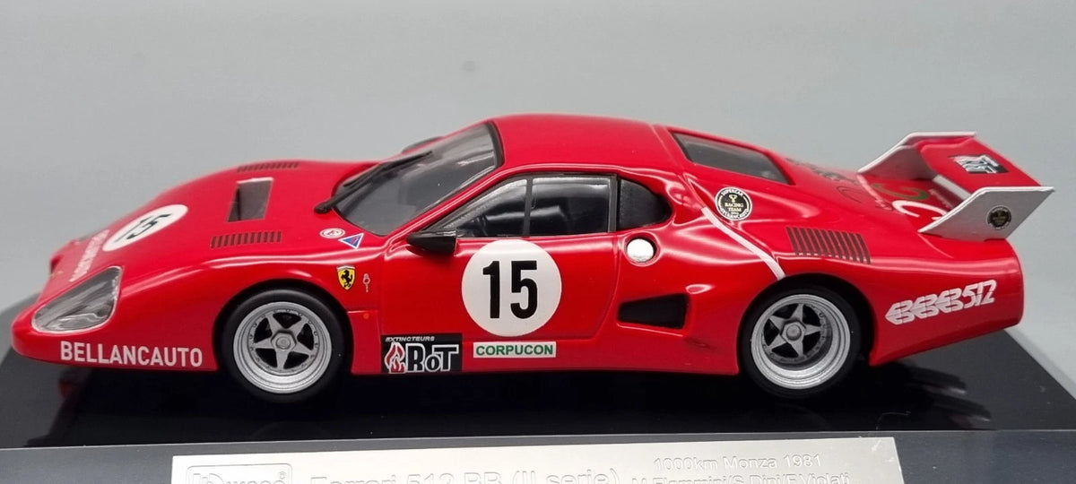 Modellautos 1:43 Bburago Racing Ferrari 512 BB 1000km Monza 1981 #15 OVP