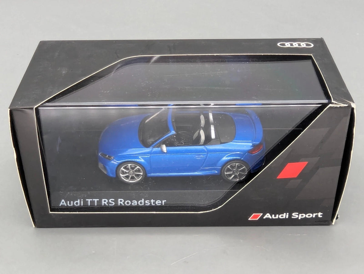Modellautos 1:43 iScale Audi TT RS Roadster Ara Blau Metallic mit Dealer OVP