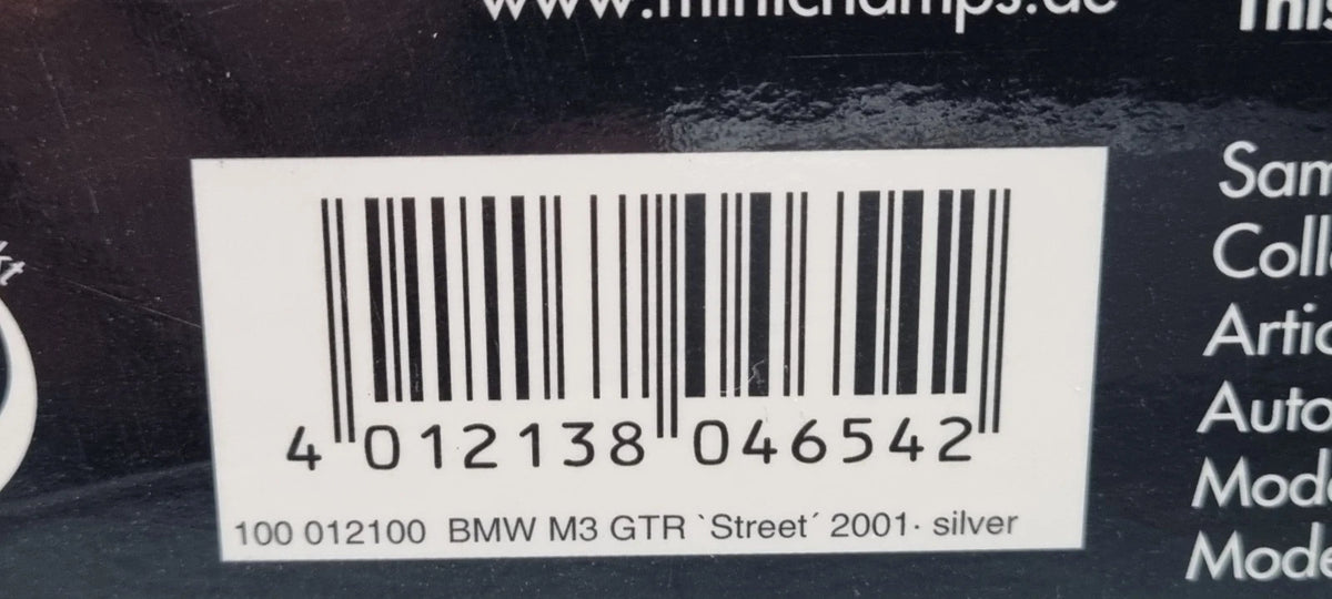 Modellautos 1:18 Minichamps 100 012100 BMW M3 GTR Street 2001 silver OVP