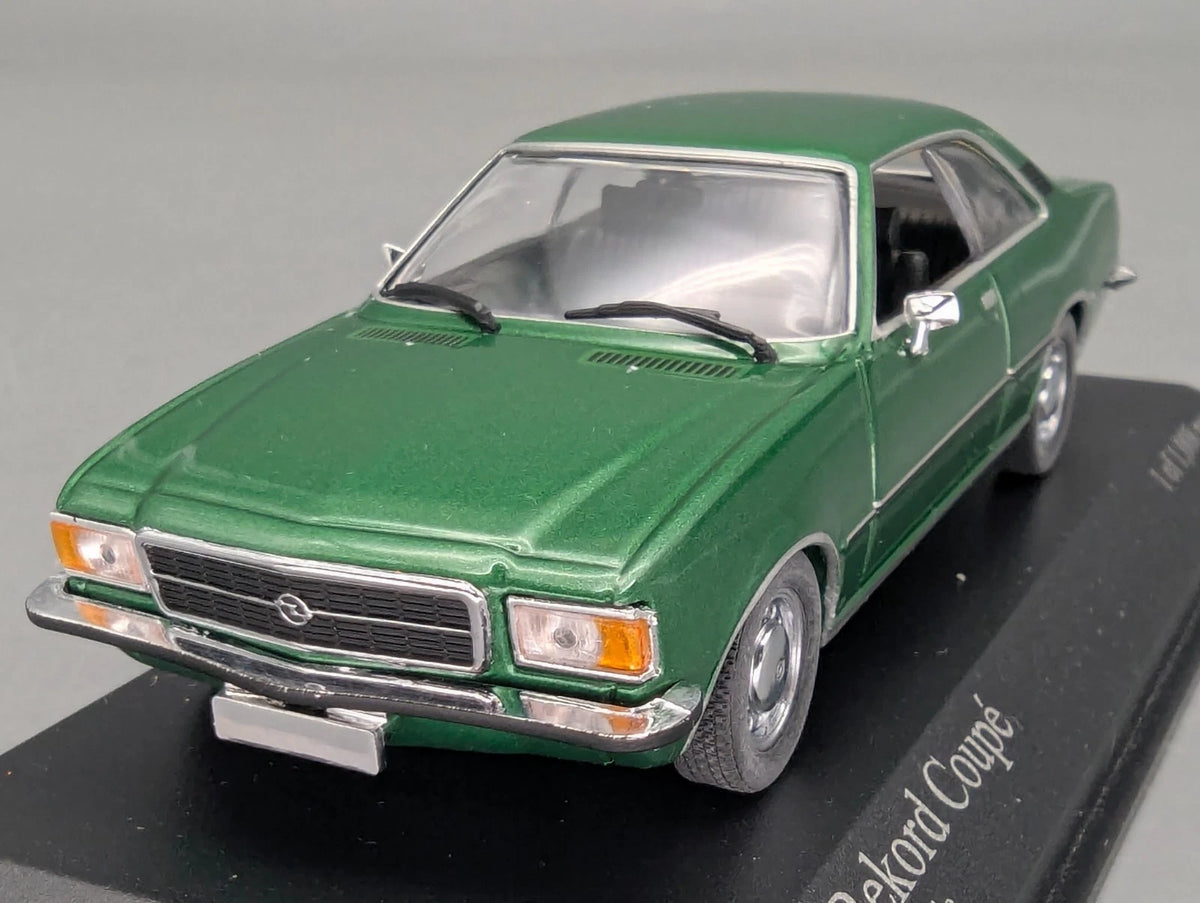 Modellautos 1:43 Minichamps Opel Rekord D Coupe 1975 Jadegrün Metallic mit OVP
