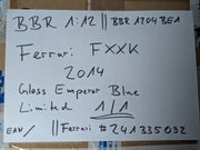 Modellautos 1:12 BBR Ferrari FXX-K 2014 Gloss Blue Emperor UNIKAT Ltd 01/01 OVP