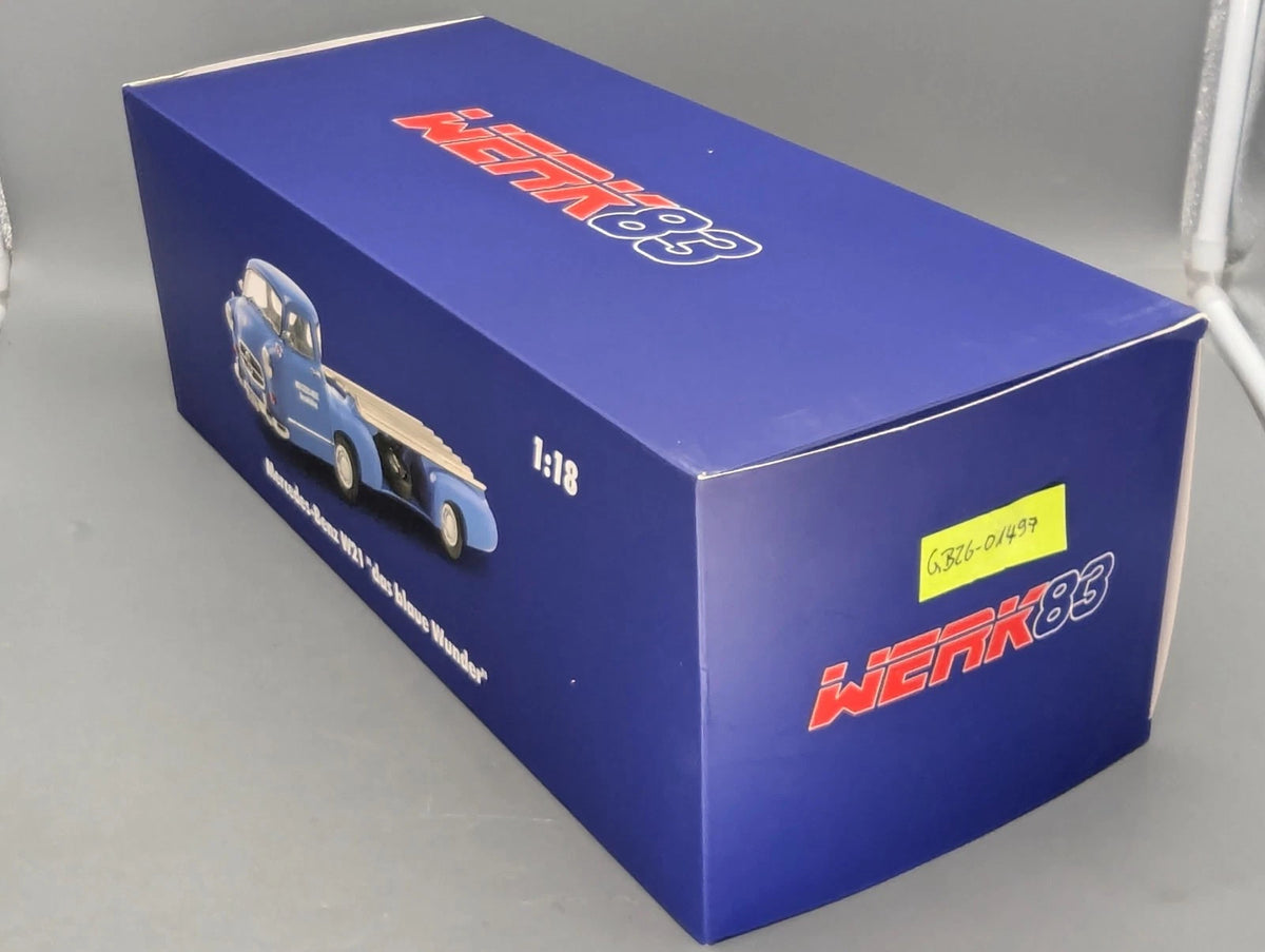 Modellautos 1:18 Werk83 iScale Mercedes Renntransporter Das blaue Wunder mit OVP