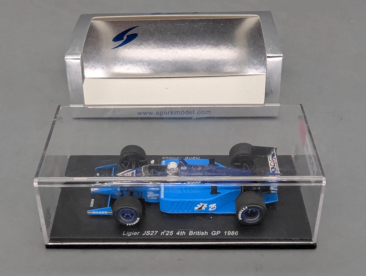 Modellautos 1:43 Spark S3971 Ligier JS27 GB GP 1986 #25 Rene Arnoux mit OVP