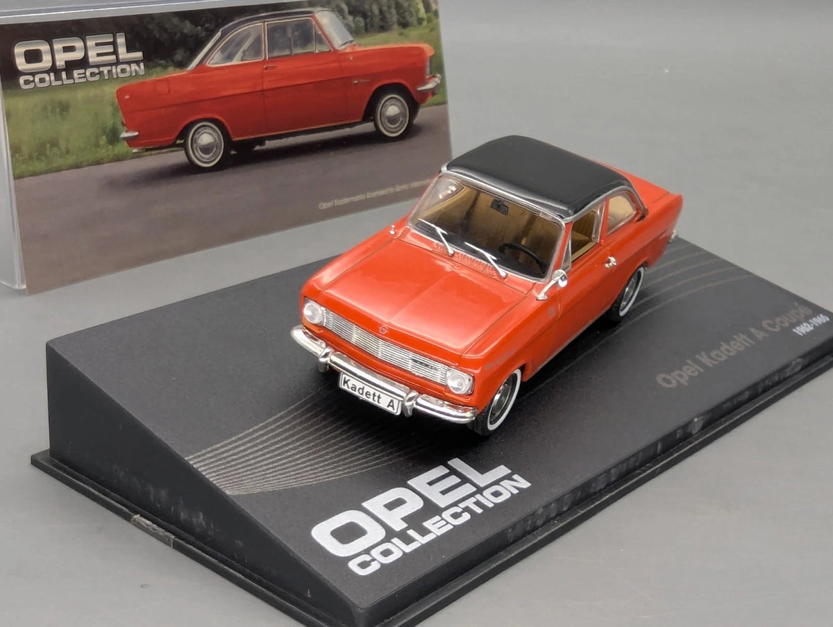 Modellautos 1:43 Ixo für Eaglemoss Opel Collection Kadett B Weiß mit Vitrine