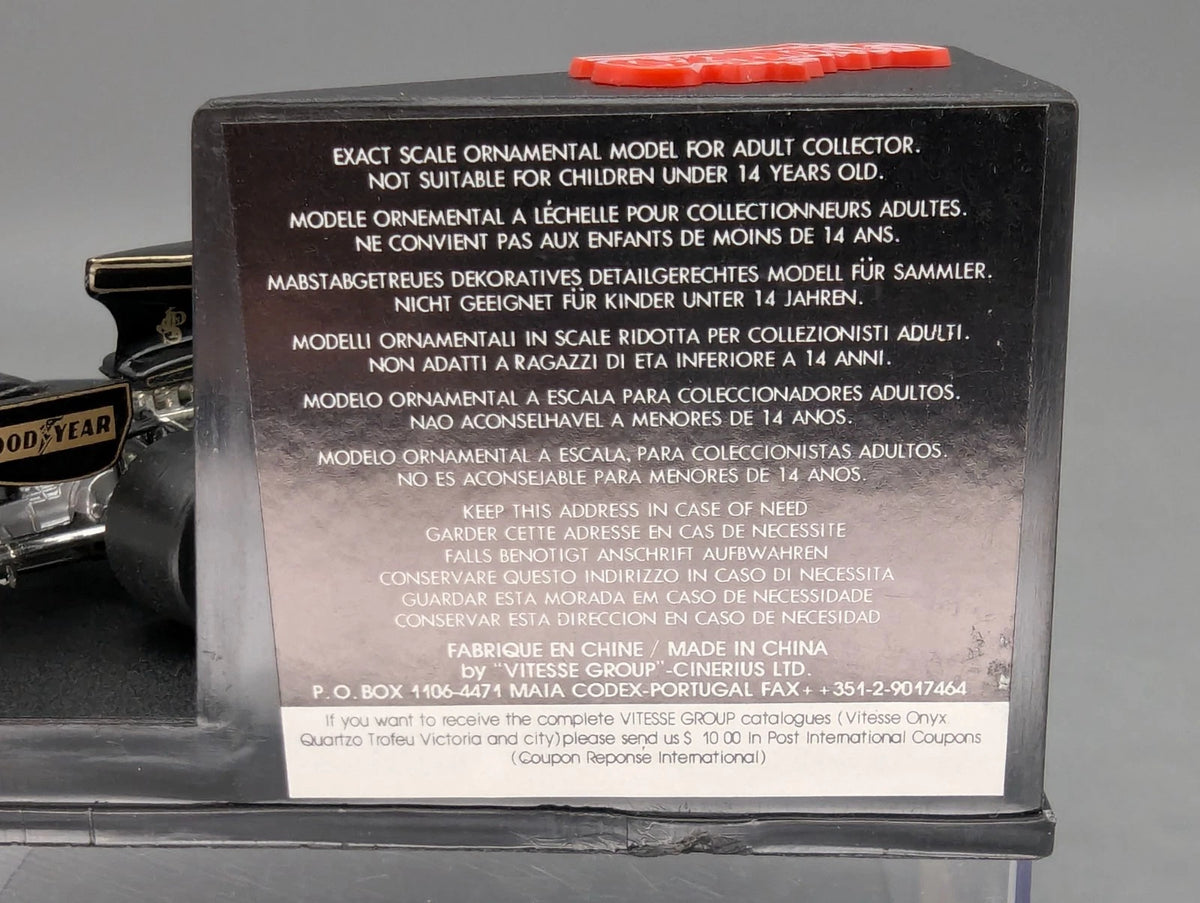 Modellautos 1:43 Quartzo Lotus 72E Schweden GP 1975 #5 R. Peterson mit Vitrine