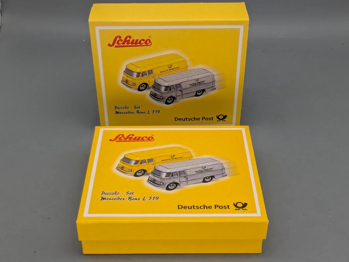 Modellautos 1:90 Schuco Piccolo-Set Dt. Post Mercedes Benz L 319 2-teilig OVP