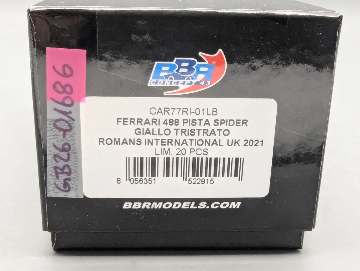 Modellautos 1:43 BBR Concept43 Ferrari 488 Pista Spider RHD Giallo Ltd 01/20 OVP