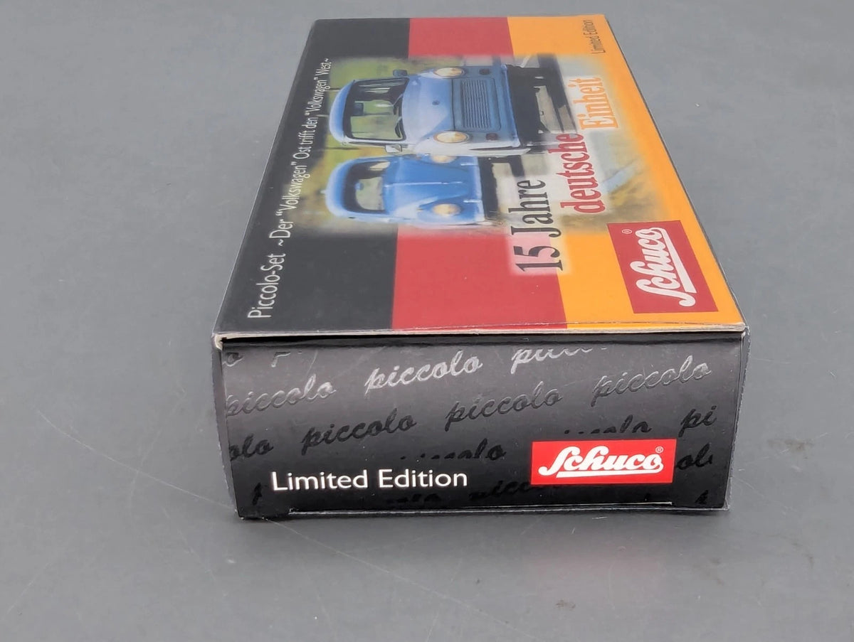 Modellautos 1:90 Schuco Piccolo Set 15 Jahre deutsche Einheit VW + Trabant OVP
