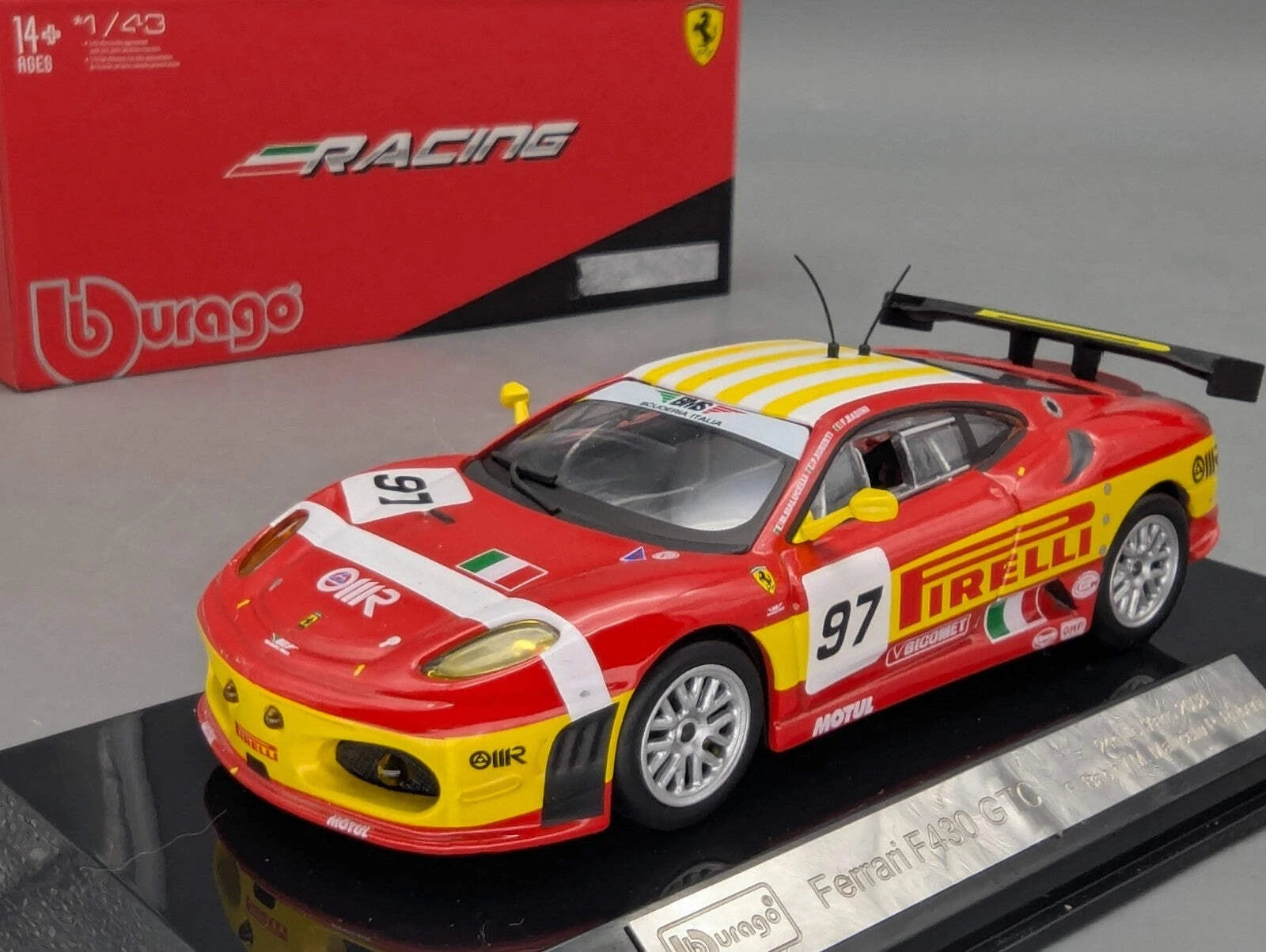 Modellautos 1:43 Bburago Racing Ferrari F430 GTC 24h Le Mans 2008 #97 OVP