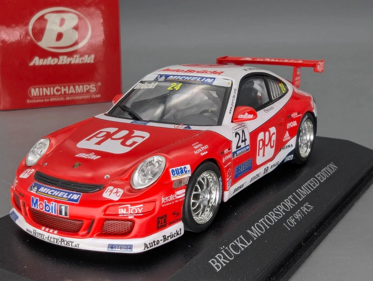 Modellautos 1:43 Minichamps Porsche 911 GT3 Carrera Cup 2006 #24 M. Brückl OVP