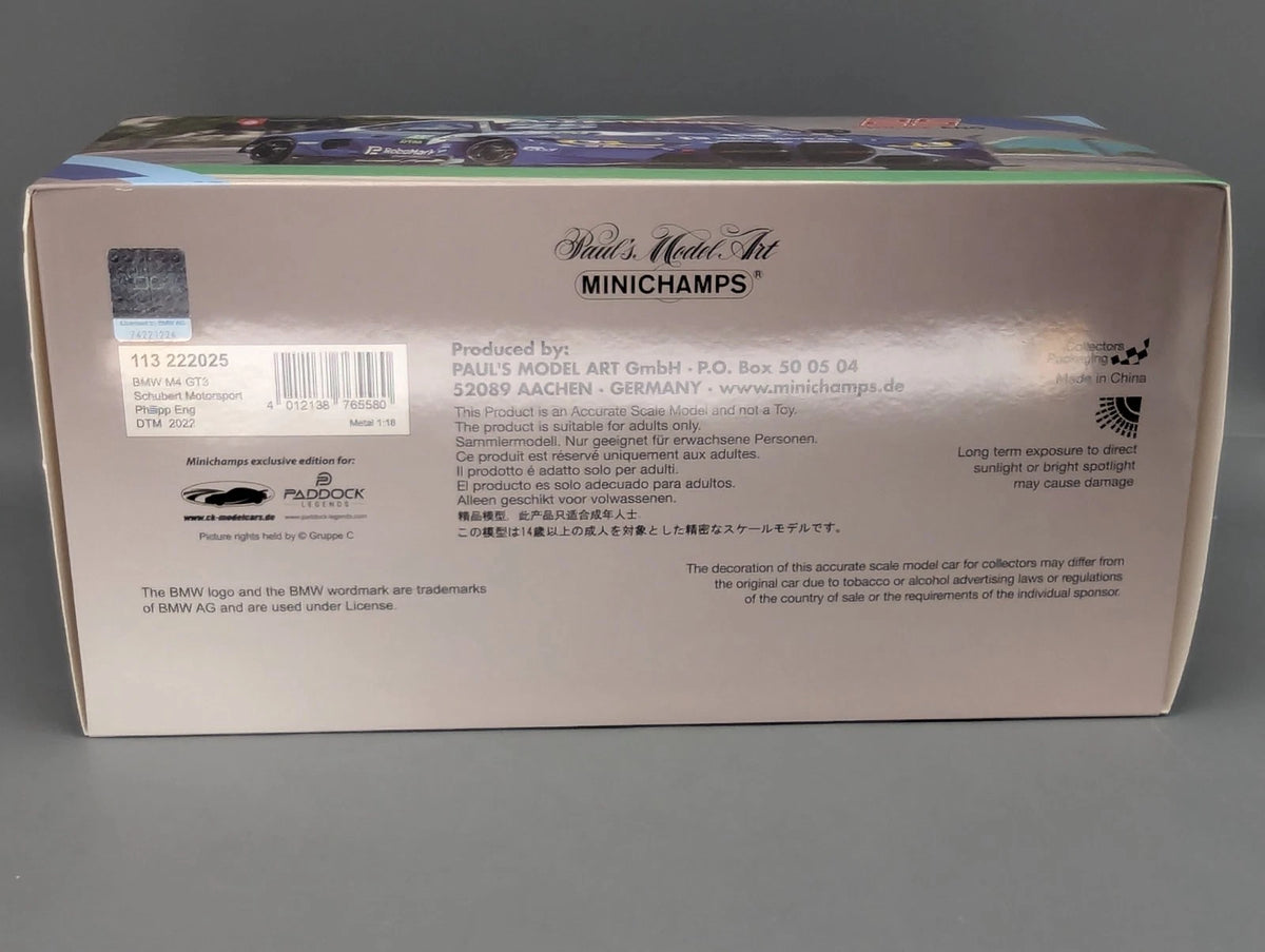Modellautos 1:18 Minichamps BMW M4 GT3 DTM 2022 Schubert #25 Philipp Eng mit OVP