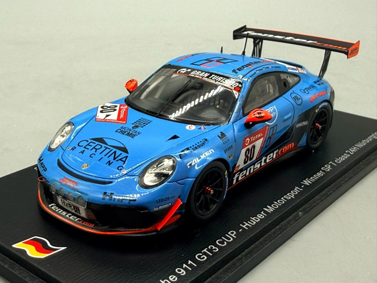 Modellautos 1:43 Spark Porsche 911 GT3 Cup Winner SP7 class 24H Nürburgring +OVP
