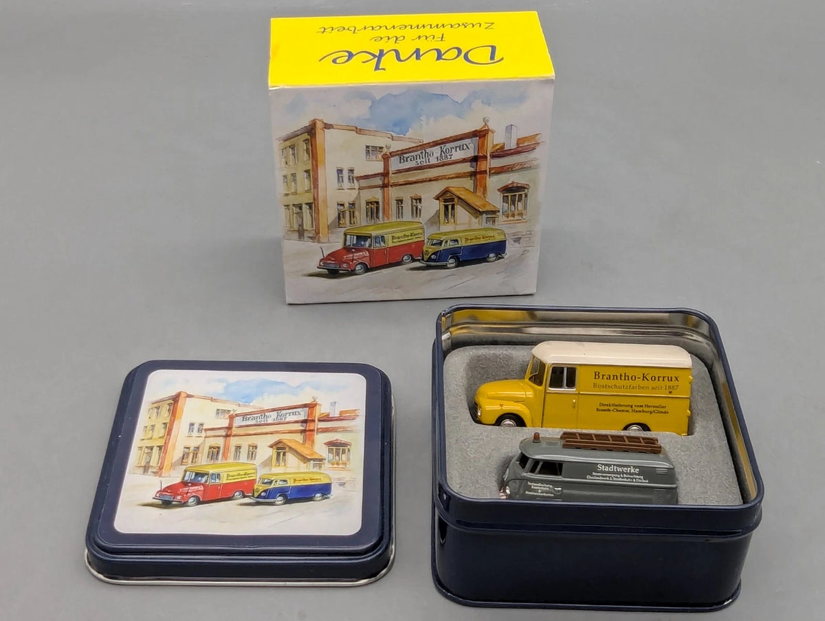 Modellautos 1:87 BUB nicht Schuco Opel Blitz und VW 2-tlg Set in Dose OVP