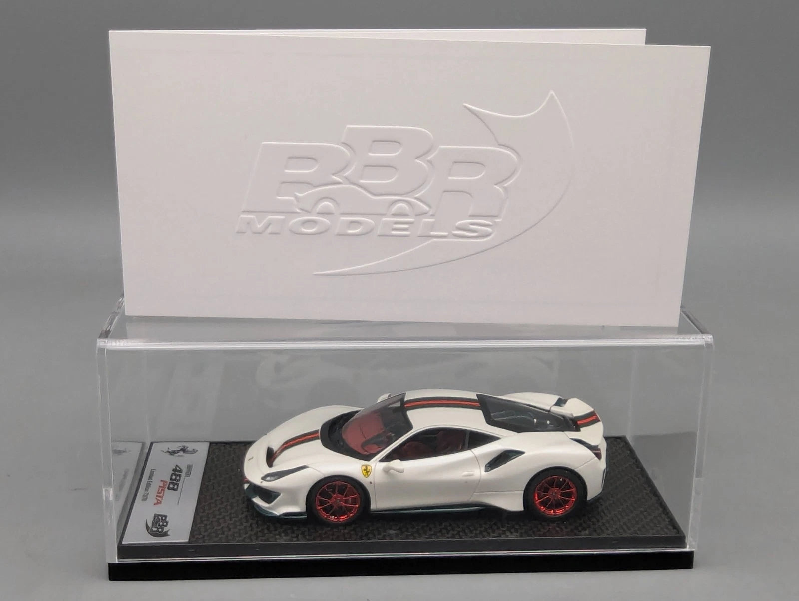 Modellautos 1:43 BBR Ferrari 488 Pista Met Italian White Ltd 73/78 mit OVP