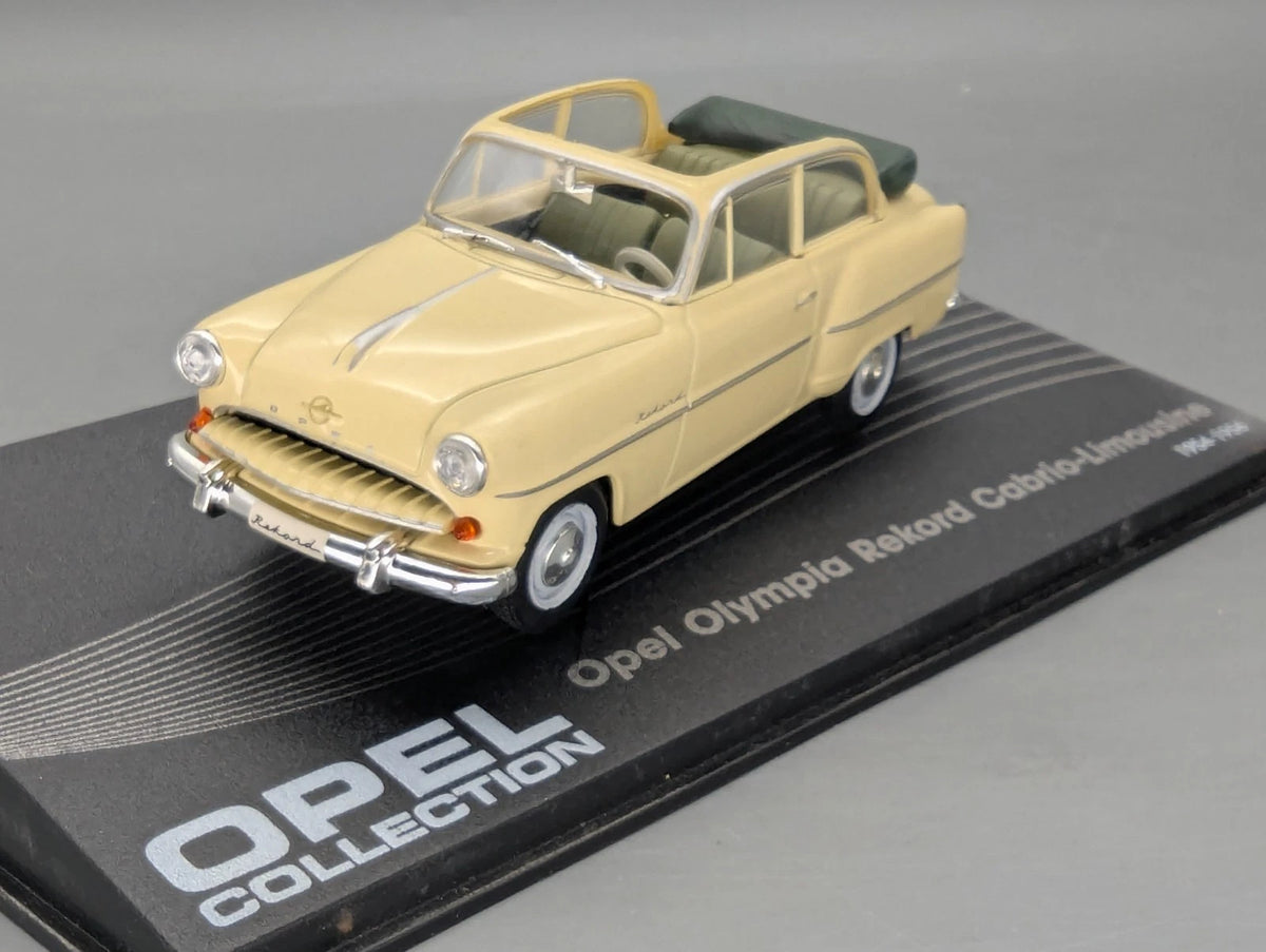Modellautos 1:43 Ixo für Eaglemoss Opel Collection Olympia Rekord Cabrio Vitrine