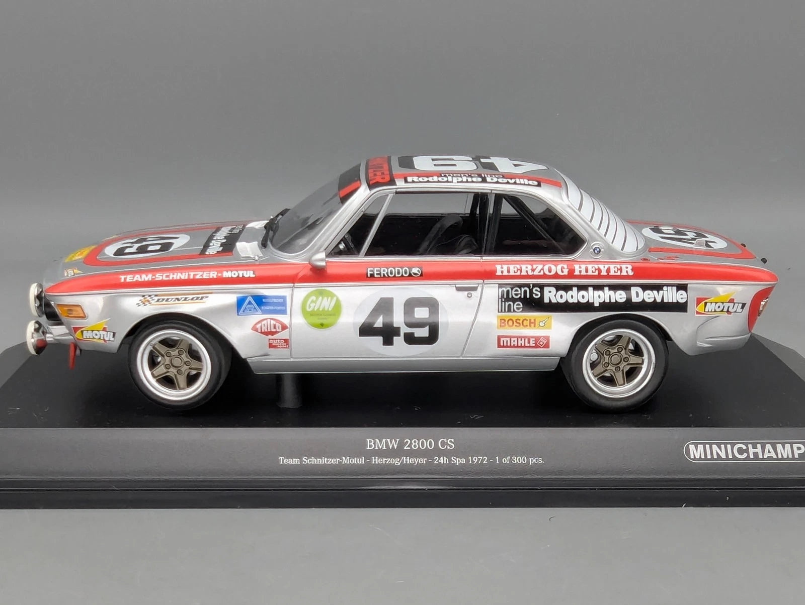 Modellautos 1:18 Minichamps BMW 2800 CS 24h Spa 1972 #49 Herzog + Heyer mit OVP