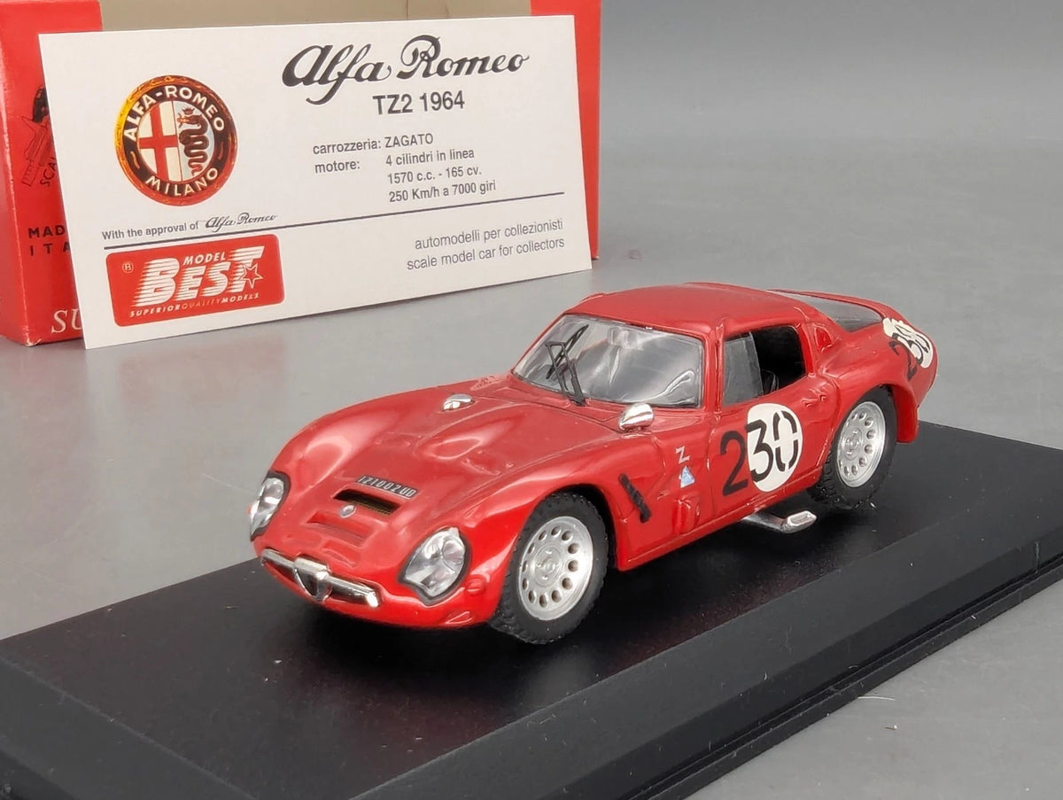 Modellautos 1:43 Best Model Alfa Romeo TZ2 1964 Rot #230 mit OVP