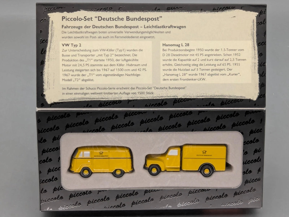 Modellautos 1:90 Schuco Piccolo Set Deutsche Bundespost VW und Hanomag 2-tlg OVP
