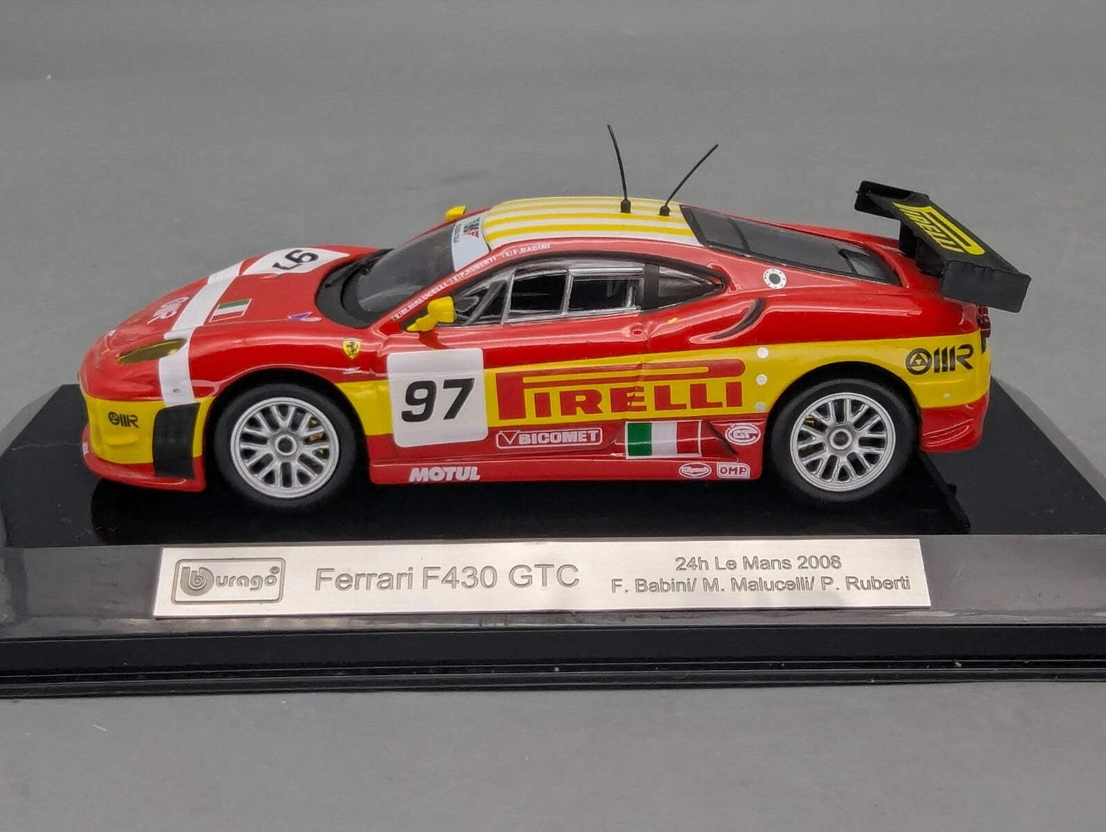 Modellautos 1:43 Bburago Racing Ferrari F430 GTC 24h Le Mans 2008 #97 OVP