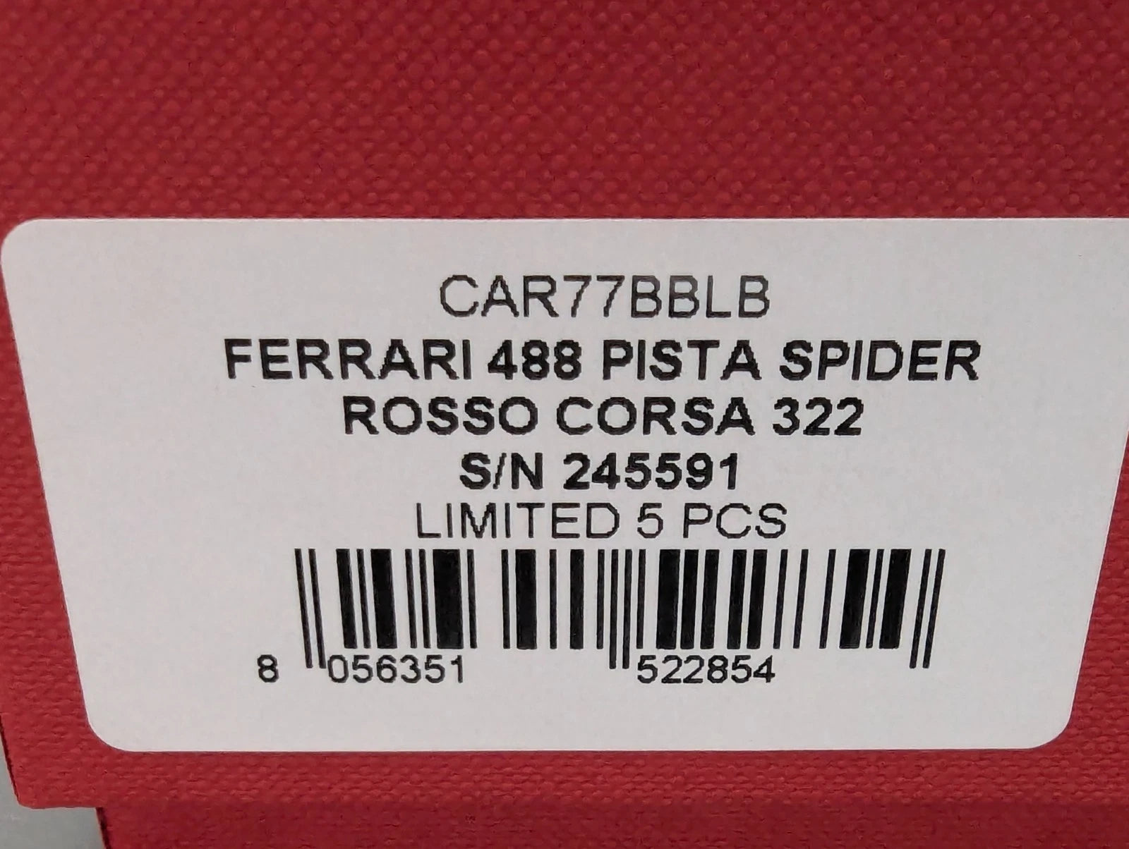 Modellautos 1:43 BBR Ferrari 488 Pista Spider RHD 2019 Limitiert 01/05 OVP