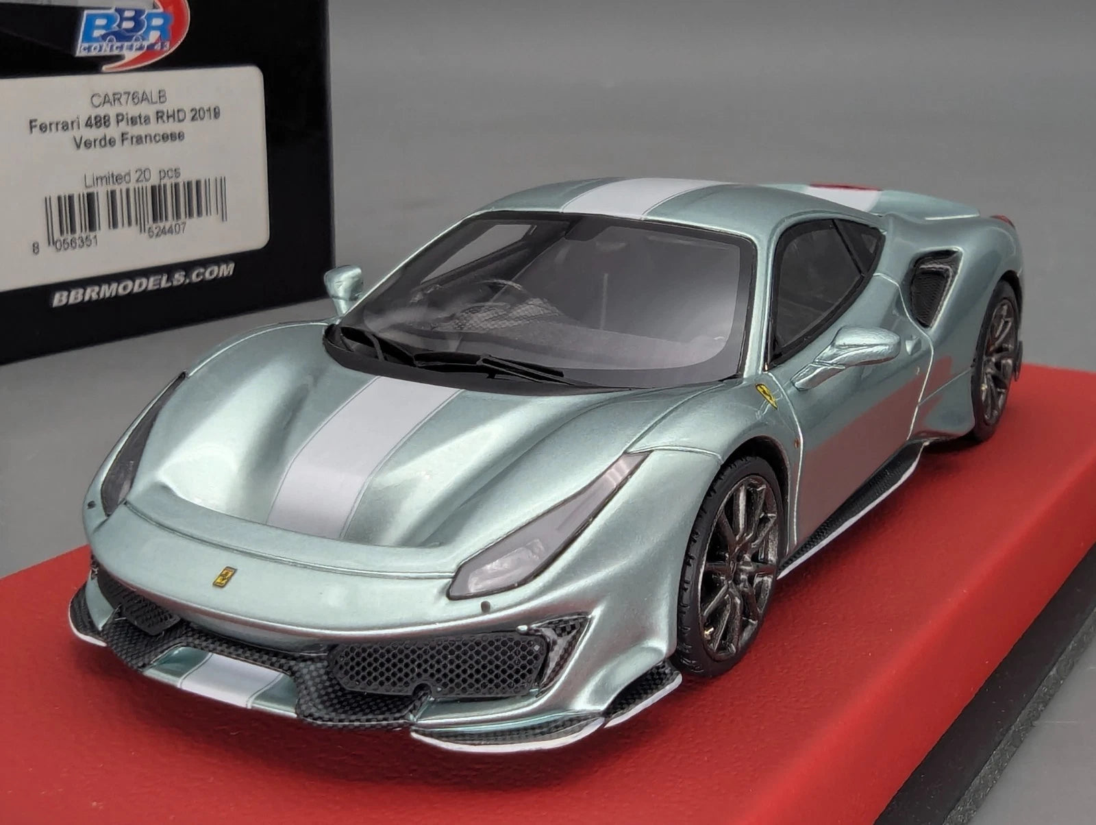 Modellautos 1:43 BBR Concept43 Ferrari 488 Pista RHD 2019 Verde France 17/20 OVP