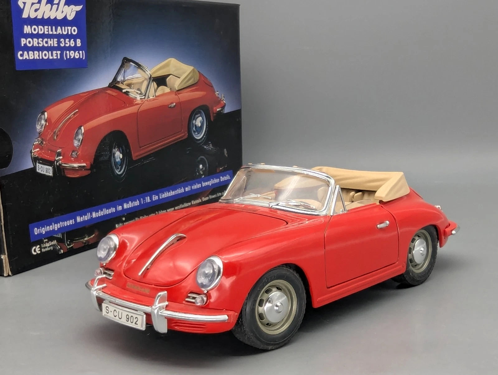 Modellautos 1:18 Bburago Tchibo Porsche 356 B Cabriolet 1961 Rot mit OVP
