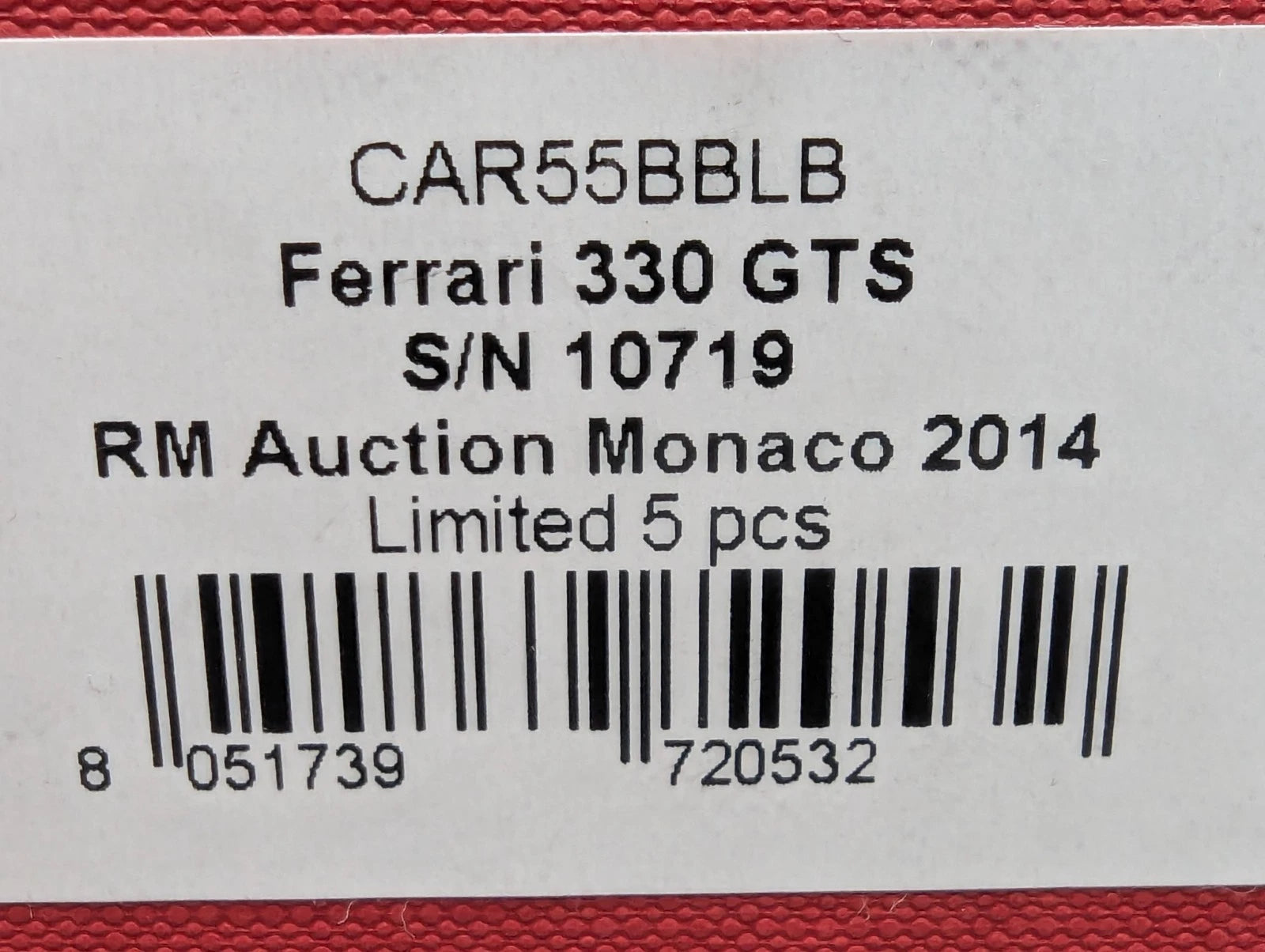 Modellautos 1:43 BBR Ferrari 330 GTS Auction Monaco 2014 Limited 01/05 mit OVP