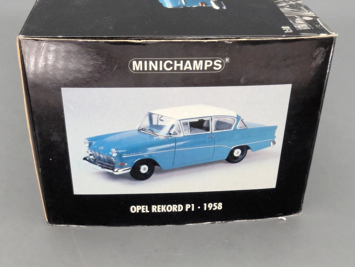 Modellautos 1:18 Minichamps Opel Rekord P1 1958 Türkisblau mit OVP