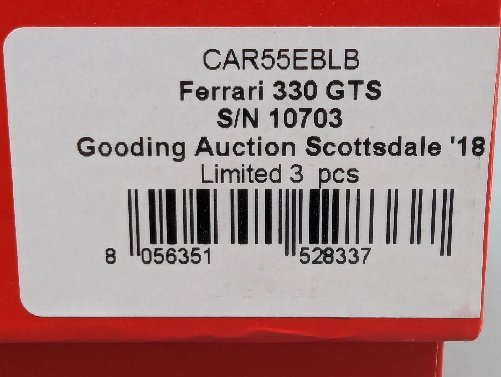 Modellautos 1:43 BBR Ferrari 330 GTS Gooding Auction Scottsdale Ltd 01/03 OVP