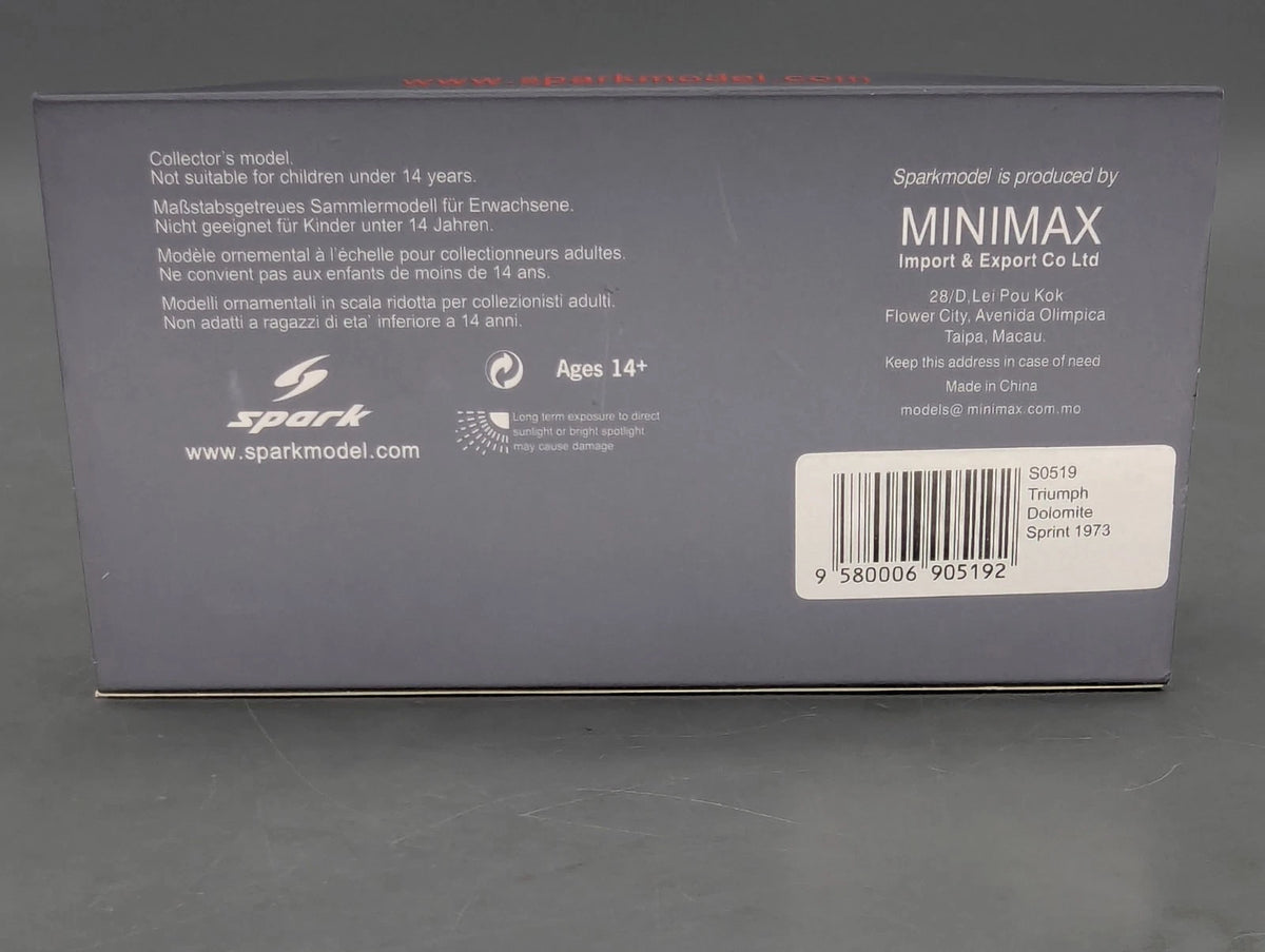 Modellautos 1:43 Spark S0519 Triumph Dolomite Sprint 1973 Gelb mit OVP